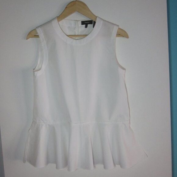 Theory Womens Size S White Cotton Peplum Blouse - Picture 5 of 10